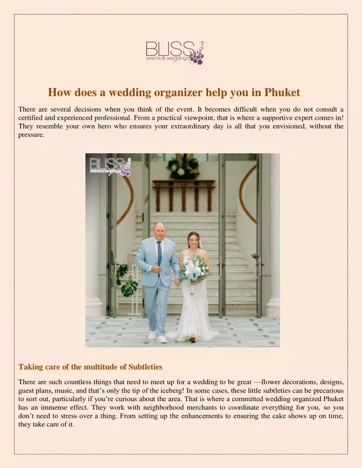 how does a wedding organizer help you in phuket