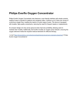 Philips Everflo Oxygen Concentrator