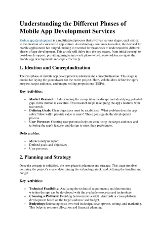 Understanding the Different Phases of Mobile App Development Services