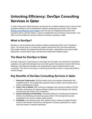 Unlocking Efficiency_ DevOps Consulting Services in Qatar