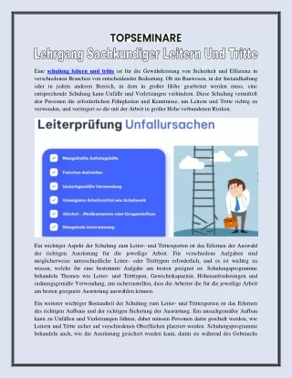 Lehrgang Sachkundiger Leitern Und Tritte