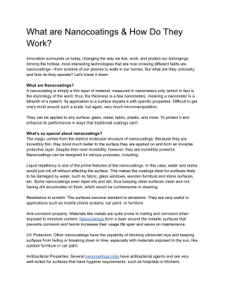 What are Nanocoatings & How Do They Work_