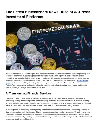 The Latest Fintechzoom News_ Rise of AI-Driven Investment Platforms
