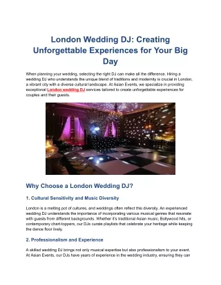 London Wedding DJ Creating Unforgettable Experiences for Your Big Day