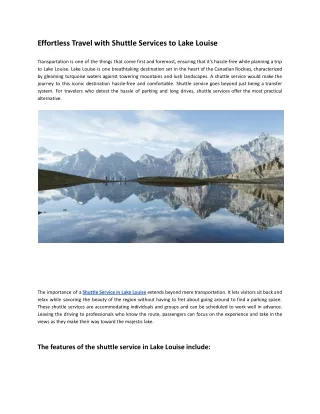 Effortless Travel with Shuttle Services to Lake Louise