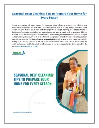 Seasonal Deep Cleaning: Tips to Prepare Your Home for Every Season