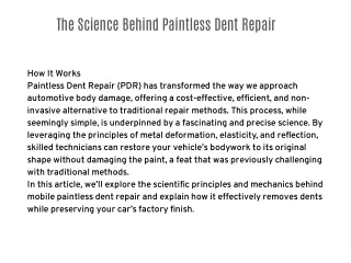 The Science Behind Paintless Dent Repair