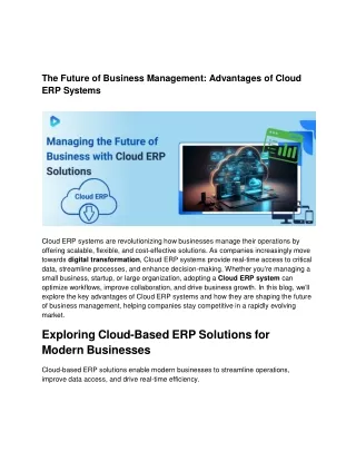 The Competitive Edge: Cloud ERP Systems for Optimized Business Performance