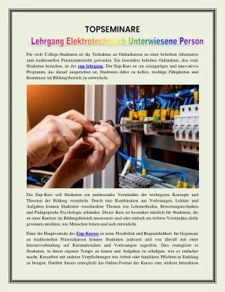 Lehrgang Elektrotechnisch Unterwiesene Person