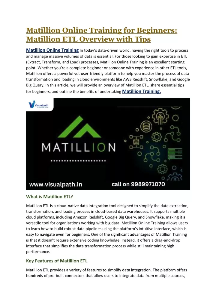 matillion online training for beginners matillion