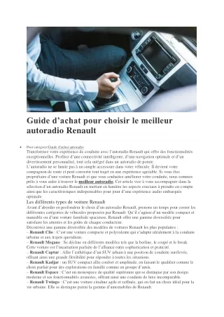 Guide d’achat : choisir un autoradio Renault idéal
