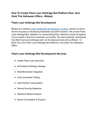 How To Create Flash Loan Arbitrage Bot Platform Now  And  Grab The Halloween Offers - Bitdeal