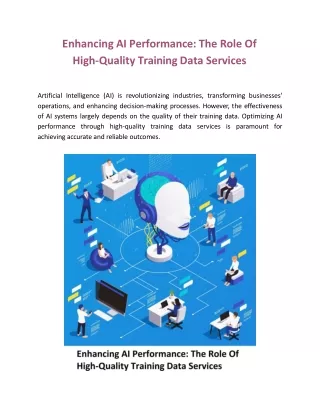 Enhancing AI Performance: The Role Of High-Quality Training Data Services