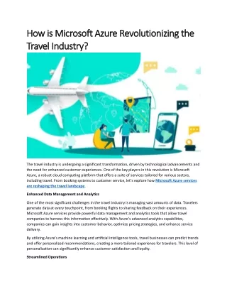 How is Microsoft Azure Revolutionizing the Travel Industry