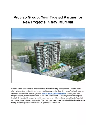 Proviso Group_ Your Trusted Partner for New Projects in Navi Mumbai