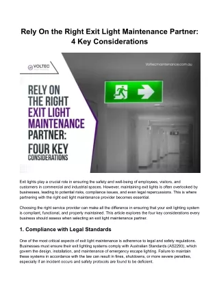 Rely On the Right Exit Light Maintenance Partner: 4 Key Considerations