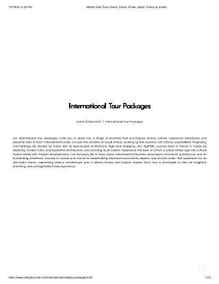 Plan Your Perfect Vacation with International Tour Packages from Talbiya Umrah