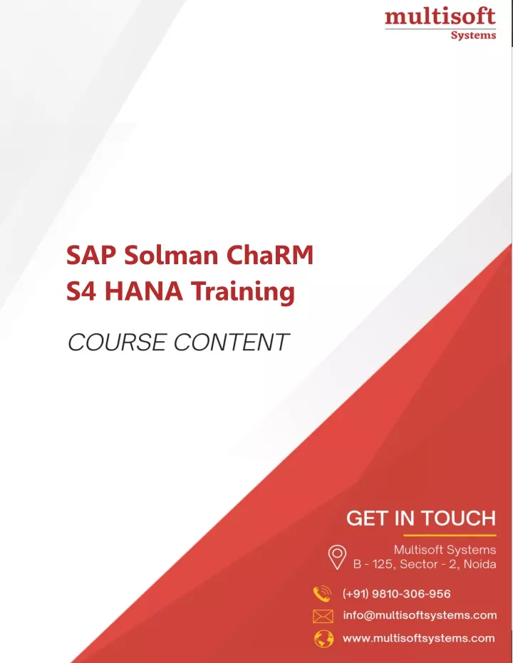 sap solman charm s4 hana training