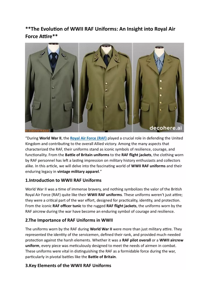 the evolution of wwii raf uniforms an insight