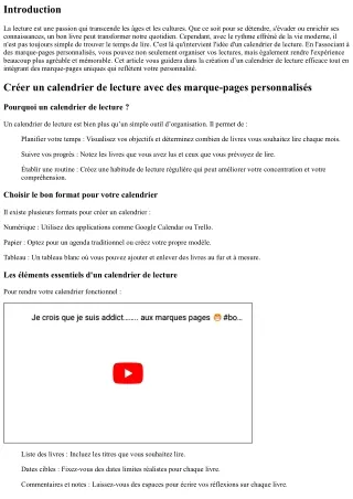 Créer un calendrier de lecture avec des marque-pages personnalisés