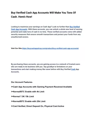 Get The Best Benef it's Buy Verified Cash App Accounts