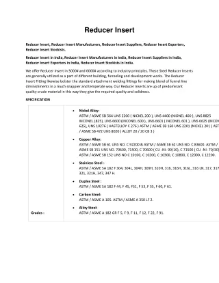 Reducer Insert Manufacturers