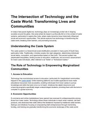the intersection of technology and the caste