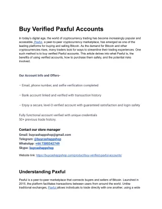 You Have Come to The Right Place Buy Verified Paxful Accounts