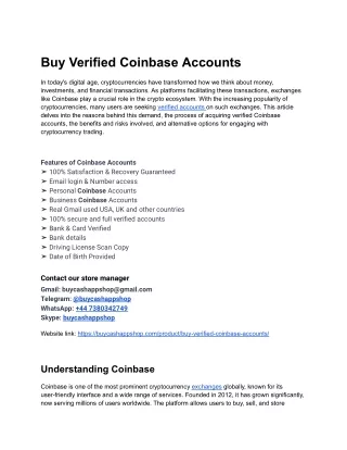 You Have Come to The Right Place Buy Verified Coinbase Accounts