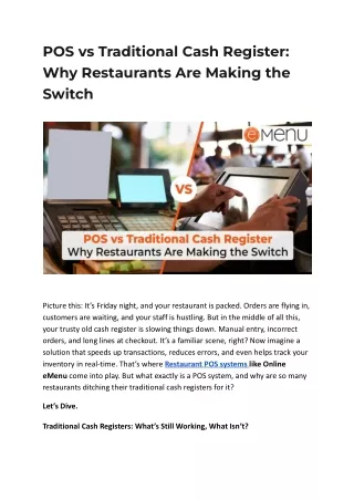 POS vs Traditional Cash Register - Why Restaurants Are Making the Switch