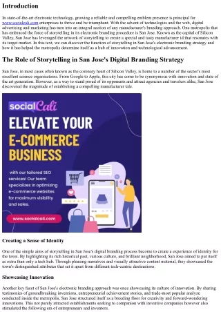 The Role of Storytelling in San Jose's Digital Branding Strategy