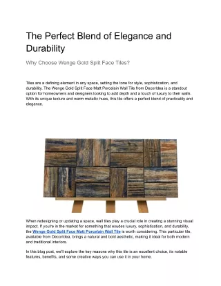 The Perfect Blend of Elegance and Durability