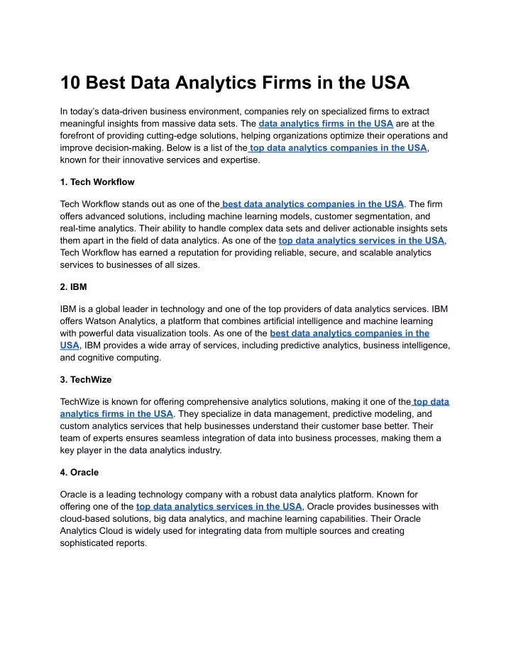 10 best data analytics firms in the usa