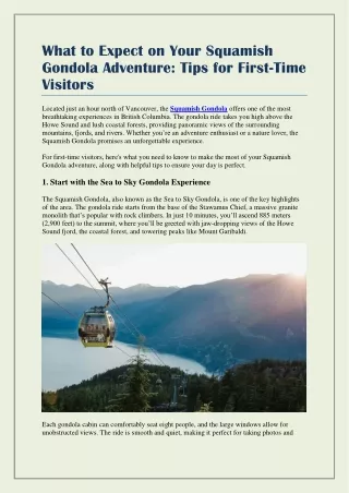 What to Expect on Your Squamish Gondola Adventure: Tips for First-Time Visitors