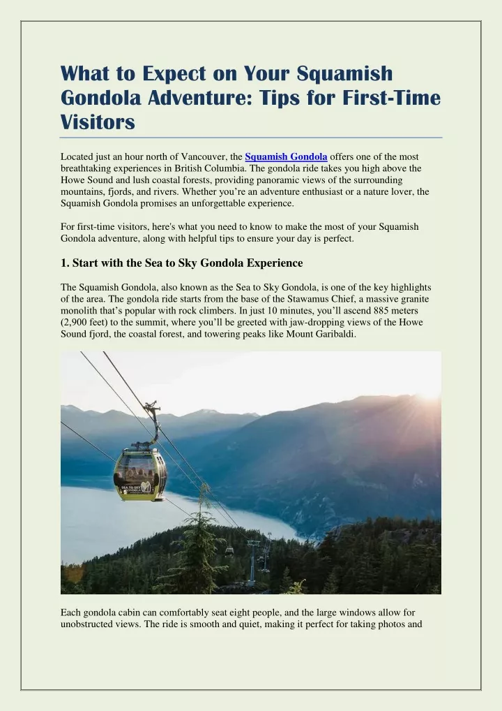 what to expect on your squamish gondola adventure