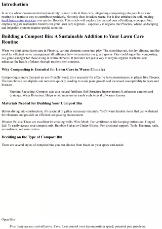 “Building a Compost Bin: A Sustainable Addition to Your Lawn Care Routine”