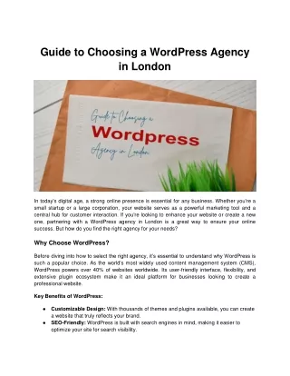 Guide to Choosing a WordPress Agency in London