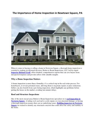 The Importance of Home Inspection in Newtown Square, PA