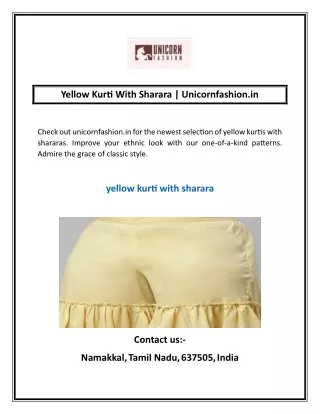 Yellow Kurti With Sharara | Unicornfashion.in
