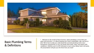 basic plumbing terms definitions