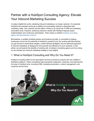 Partner with a HubSpot Consulting Agency_ Elevate Your Inbound Marketing Success