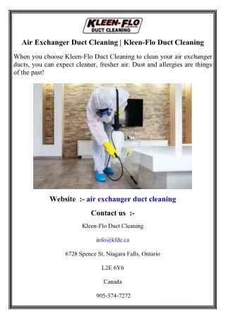 Air Exchanger Duct Cleaning   Kleen-Flo Duct Cleaning