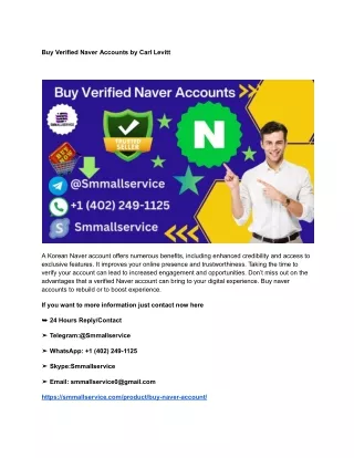 Buy Verified Naver Accounts by Carl Levitt