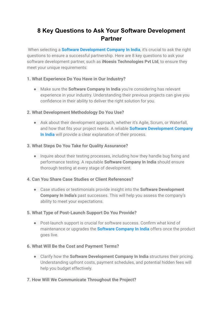 8 key questions to ask your software development