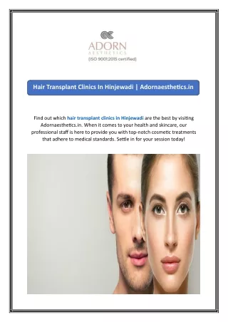 Hair Transplant Clinics In Hinjewadi  Adornaesthetics.in