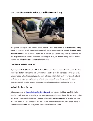 Car Unlock Service in Boise