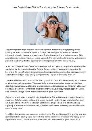 HowCrystalVisionClinicisTransformingtheFutureofOcularHealth