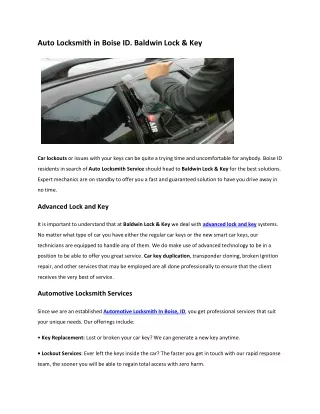 auto locksmith in boise id baldwin lock key
