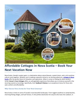 Affordable Cottages in Nova Scotia – Book Your Next Vacation Now