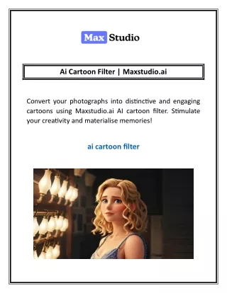 Ai Cartoon Filter | Maxstudio.ai